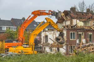 Two Demolition cranes at work